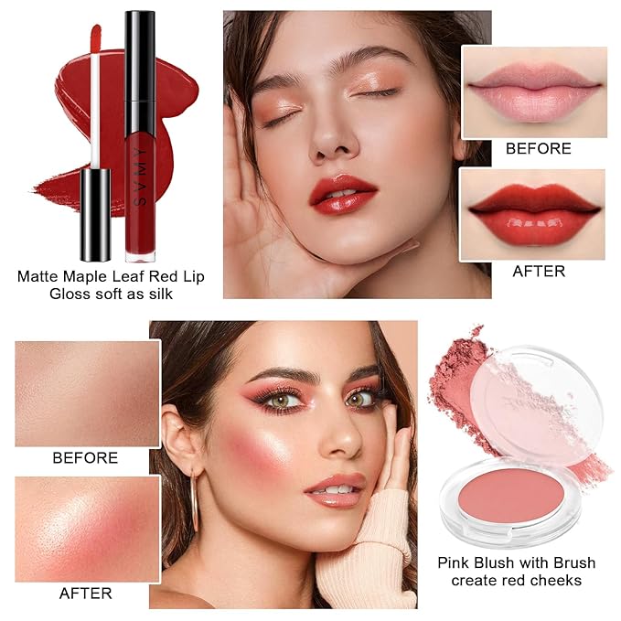 Makeup Kit for Teens Girls, Makeup Present Set for Women, Makeup Full Kit for Beginners, Mini Makeup Bundle Include 7 Puce colors Matte & Shimmer Pigmented Eyeshadow Palette, Eyebrow Powder-Velvo Beauty