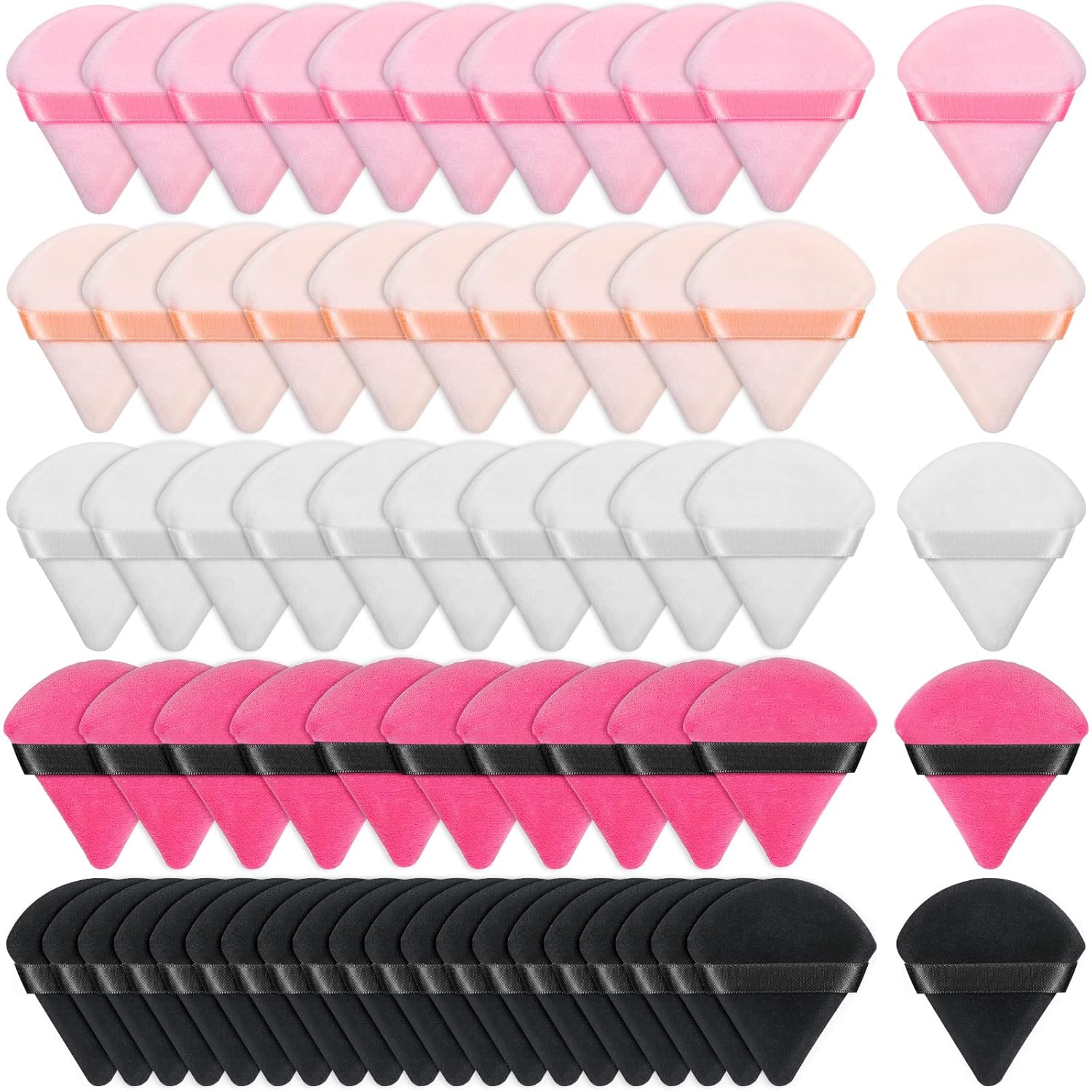 Caffox 60pcs powder puffs for face powder, Triangle Powder Puff for Setting Powder, Makeup Puffs for Loose Powder and Press Powder, Makeup Sponge Powder Applicator for Face and Eye-Velvo Beauty