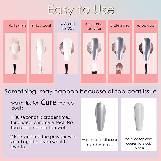 Allstarry Gold and Silver Chrome Nail Powder, 4 Colors Metallic Effect Mirror Chrome Powder Pigment Holographic Manicure Pigment Gold Siver Pink Chrome Nail Glitter-Velvo Beauty