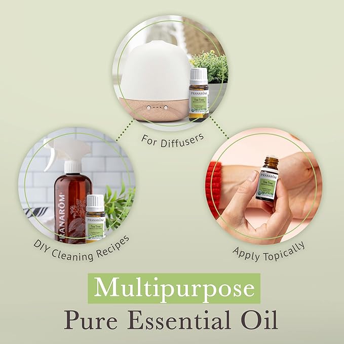 Pranarom USDA Certified Organic Tea Tree Essential Oil (15ml), 100% Pure Undiluted Therapeutic Grade from Zimbabwe for Aromatherapy, Diffuser, Healthy Skin & Hair, Massage, Relaxation-Velvo Beauty