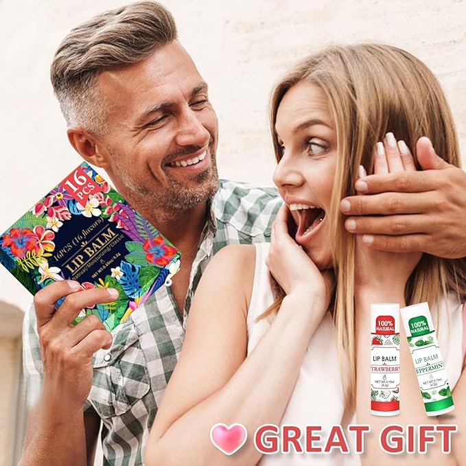 16 Pack Lip Balm, 100% Natural Lip Balm Bulk with Vitamin E and Coconut Oil, Moisturizing Lip Balm for Dry Lips - 16 Flavors-Velvo Beauty