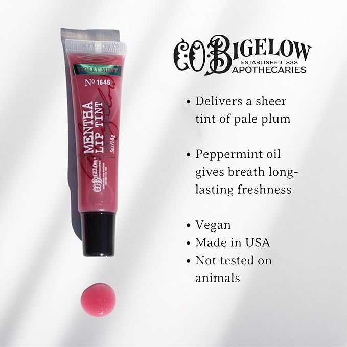 C.O. Bigelow Plum Mint Mentha Lip Tint Trio, Moisturizing Lip Balms for Dry Lips, Light Purple Tinted Lip Gloss, Bulk Lip Balm 3 Pack, 0.5 oz Each-Velvo Beauty