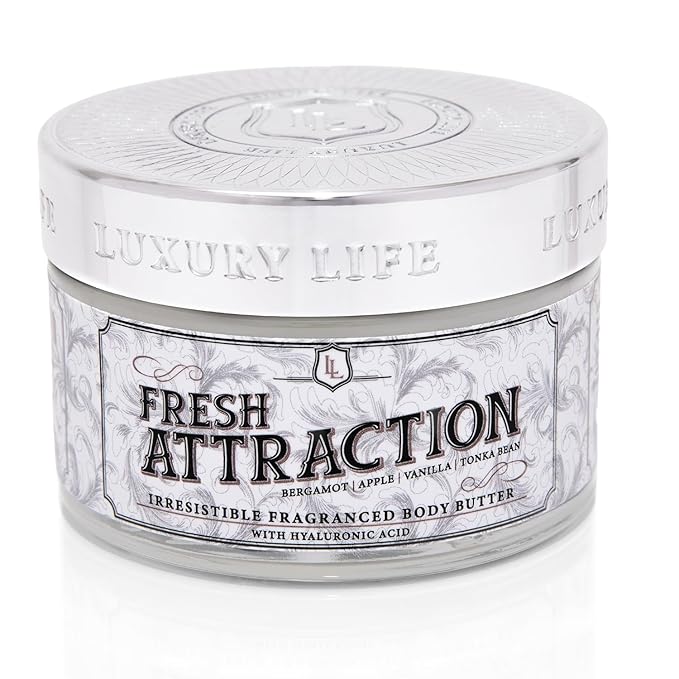LUXURY LIFE BUTTER - Irresistibly Scented Body Butter with Hyaluronic Acid for Ultimate Moisture. Luxurious Natural Fragrance. Hydrates for a Non-Greasy Glamorous Glow, Fresh Attraction, 5 oz.-Velvo Beauty