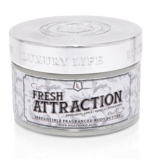 LUXURY LIFE BUTTER - Irresistibly Scented Body Butter with Hyaluronic Acid for Ultimate Moisture. Luxurious Natural Fragrance. Hydrates for a Non-Greasy Glamorous Glow, Fresh Attraction, 5 oz.-Velvo Beauty