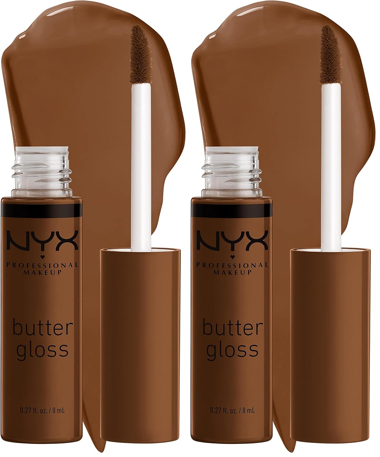 NYX PROFESSIONAL MAKEUP Butter Gloss Brown Sugar, Non-Sticky Lip Gloss - Caramelt (Medium Brown) (Pack of 2)-Velvo Beauty