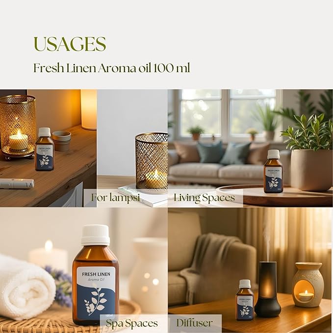 Roots & Above Fresh Linen Aroma Oil 3.38 oz/100ml Perfect for Diffusers, Soap Making, Candles, Lotion, Home Scents, Perfume & Fragrance Oils-Velvo Beauty