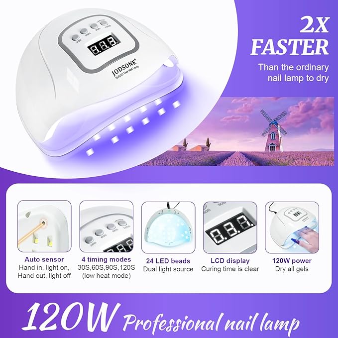 JODSONE 60 Bottles of Gel Nail Polish Kit with U V Light 55 Kinds of Gorgeous and Charming Gel Polish Kit 5 Pieces Soak off Glossy Matte Top Coat Base Coat-Velvo Beauty