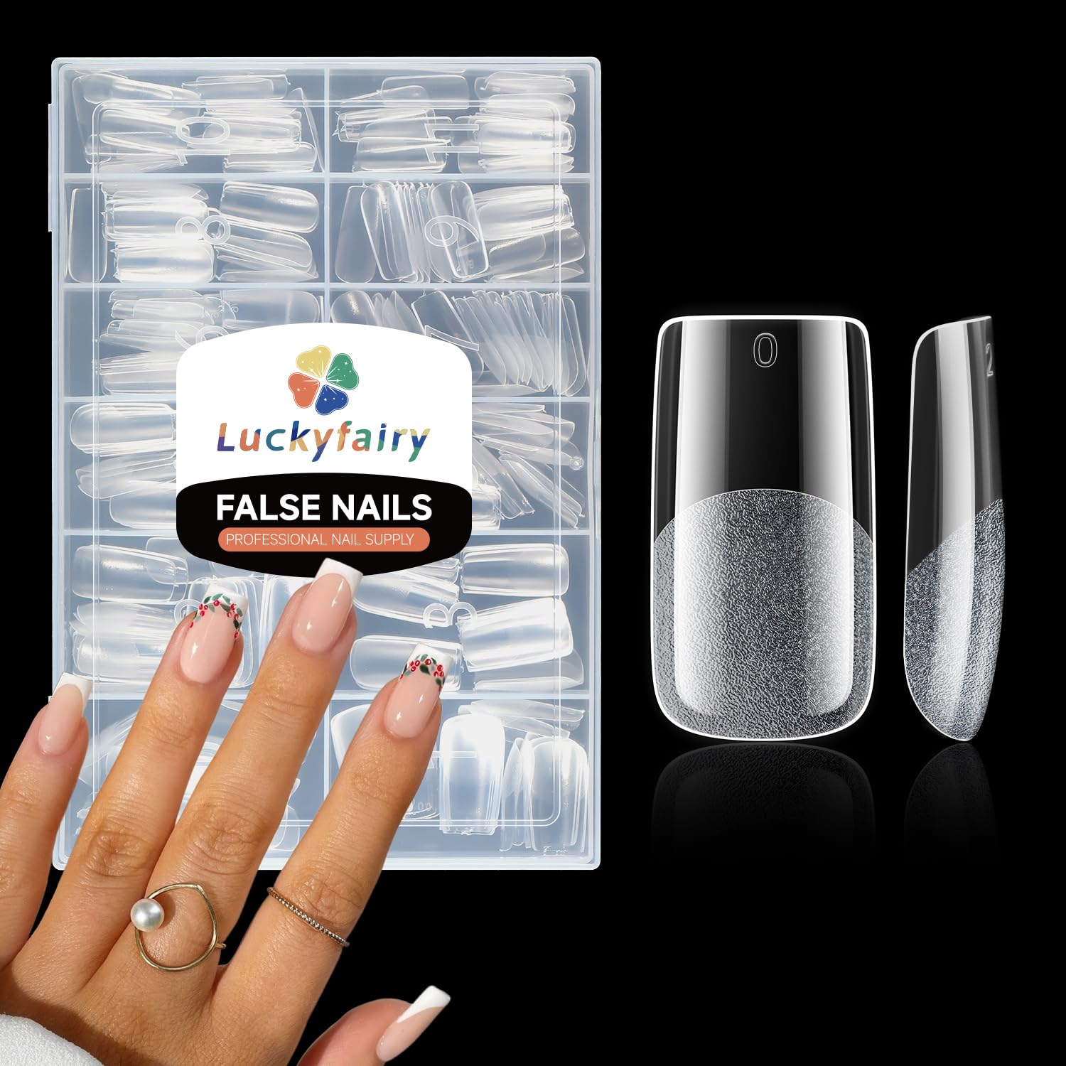 Medium Square Nail Tips, 240pcs Soft Gel Pre-Shaped Acrylic Fake Nails, Half Matte Full Cover Clear Gelly Press on Flase Nail Tips for Extension Nail Manicure Home DIY 12 Sizes Gelly Tips-Velvo Beauty