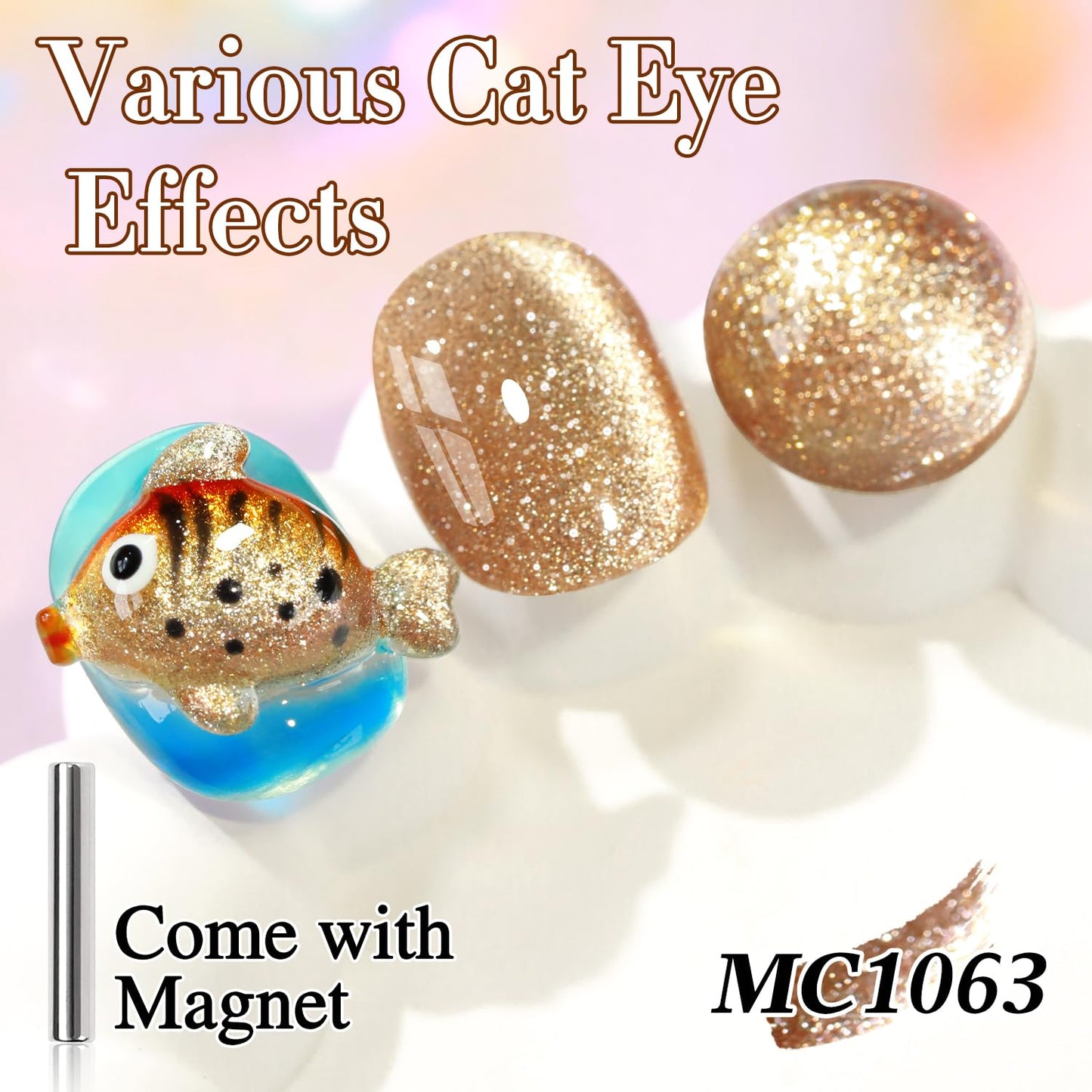 Double Rhythm 15ML Glitter Glass Cat Eye Gel Polish with Magnet Holographic Glitter Shimmer Translucent Sheer Color Salon Soak Off Magnetic Gel Polish at Home (Coffee Brown-MC1063)-Velvo Beauty