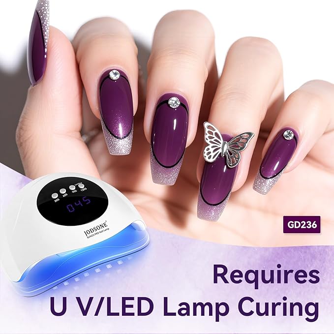 JODSONE Jelly Gel Nail Polish Set of 6 Colors Purple Set for Salon Manicures and DIY Nail Art at Home Need U V Cured Gift for Women-Velvo Beauty