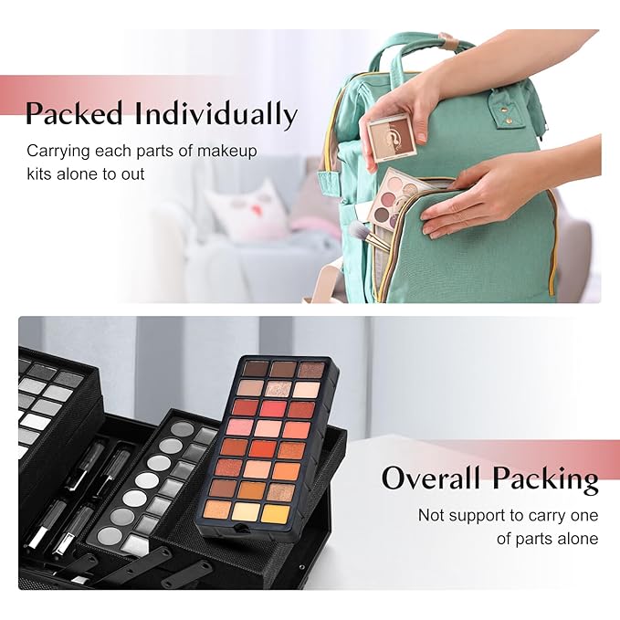 Color Nymph All In One Makeup Kit For Teenager Girls, Beginners Makeup Set For Teens Full Kit Cosmetic Set Girl Make up Kit For Girls 18 color eyeshadow 4 color Glitter & Lipgloss Blush Mirror - Red-Velvo Beauty