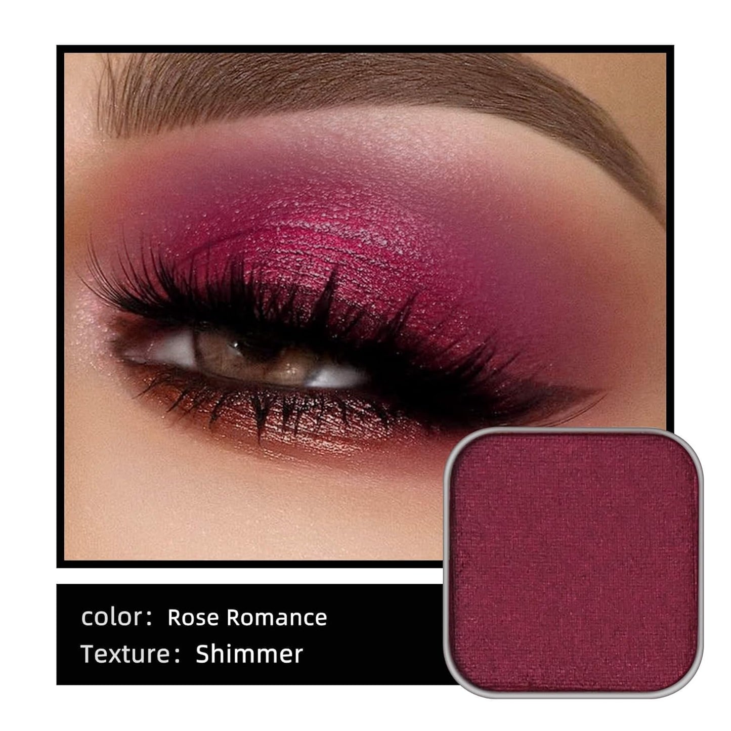 Shimmer Single Eyeshadow Refill – Plum Coloring, High Pigment, Long-lasting, No Fallout – Single Pan with Metal Base, Compatible with Magnetic Palettes – Eyeshadow Pan for DIY Makeup-Velvo Beauty