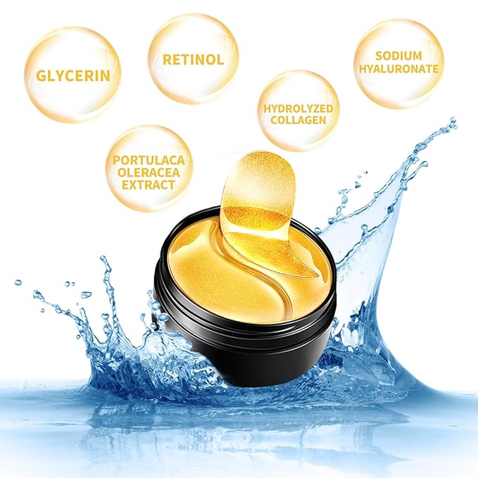 Under Eye Patches, 120 Pcs Golden Under Eye Mask, Eye Treatment Mask for Under Eye Bags, Dark Circles, Puffy Eyes, Fine Lines, Anti-Aging and Anti-Wrinkle, Collagen Eye Mask Skincare-Velvo Beauty