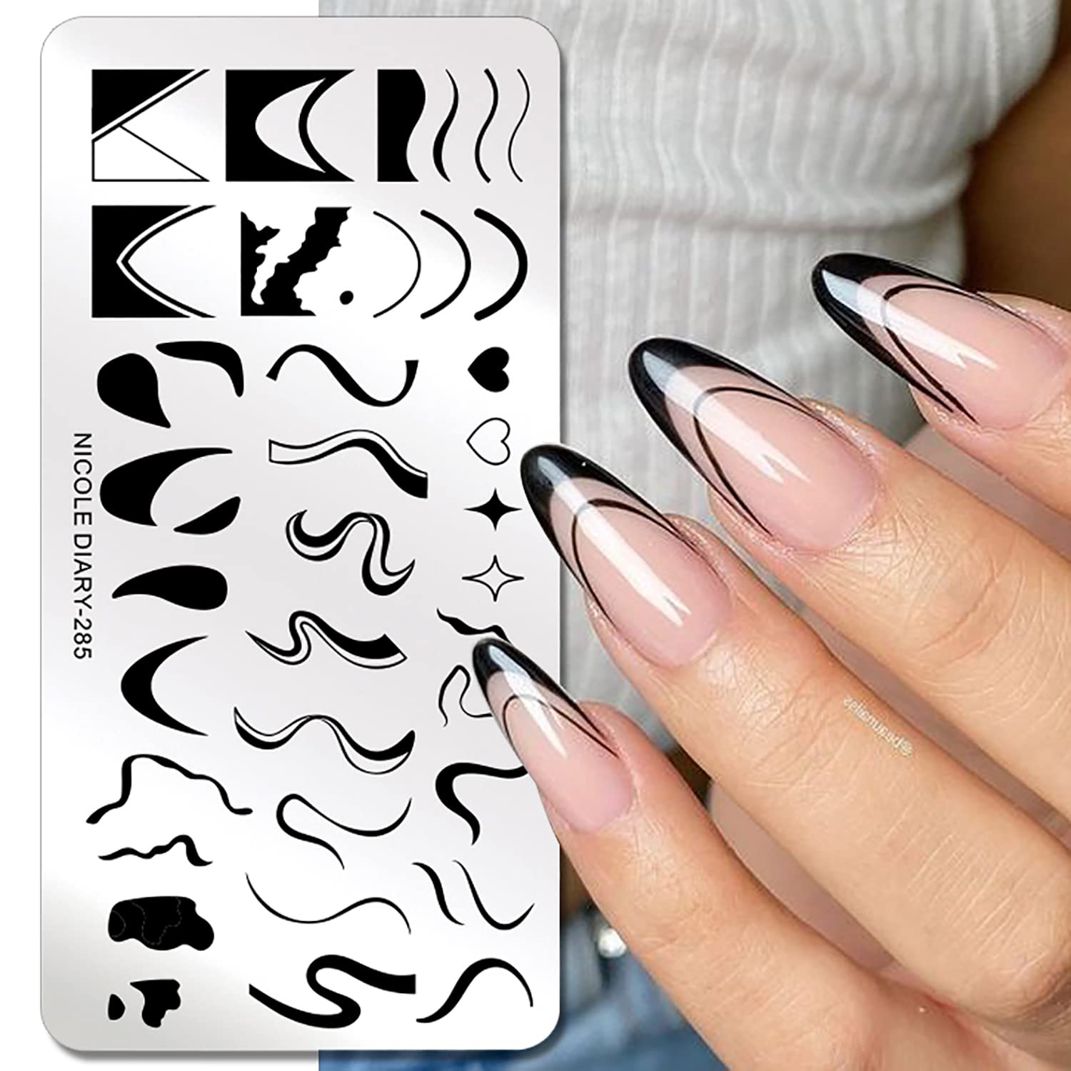 1 Pcs French Nail Stamping Plates Wavy Striped Tip Nail Stamp Template Heart Nail Design Stencil-Velvo Beauty