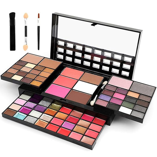 Professional Makeup Palette Set, 36 Colors Eyeshadow + 28 Lip Glosses + 4 Concealer Powder + 3 Blushers + 2 Contouring + 1 Highlight + 3 Brushes + Mirror, Make Up Palette Set-Velvo Beauty