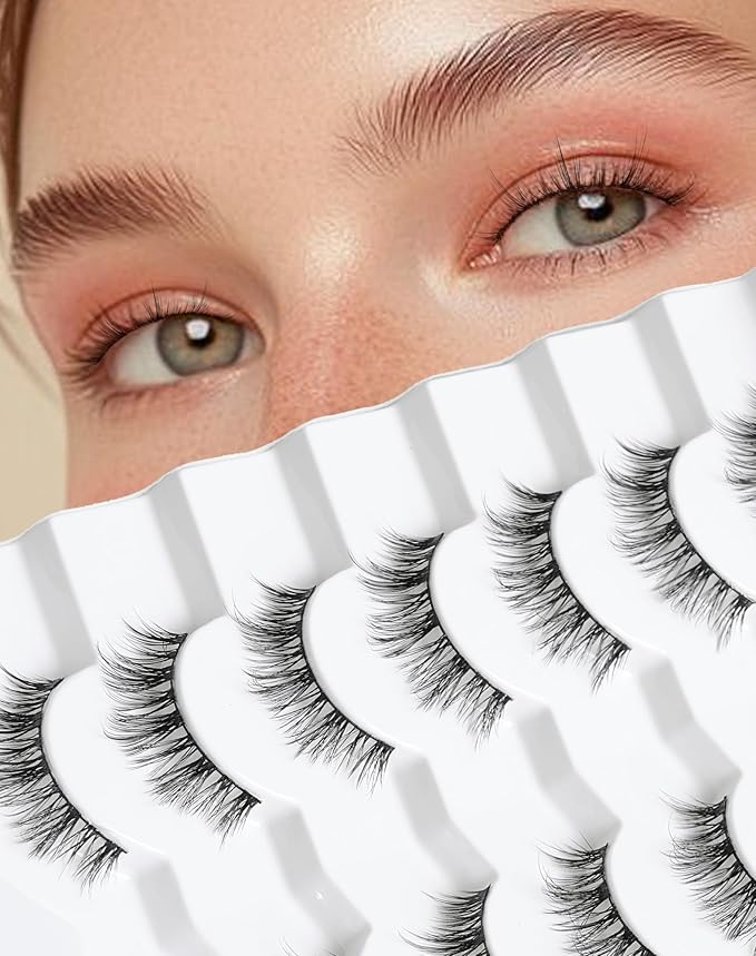 Natural Lashes Wispy Lashes Everyday Natural Look Flared Eyelashes False Eye Lashes Soft Fluffy Lashes False Eyelashes 7 Pairs D20-Velvo Beauty