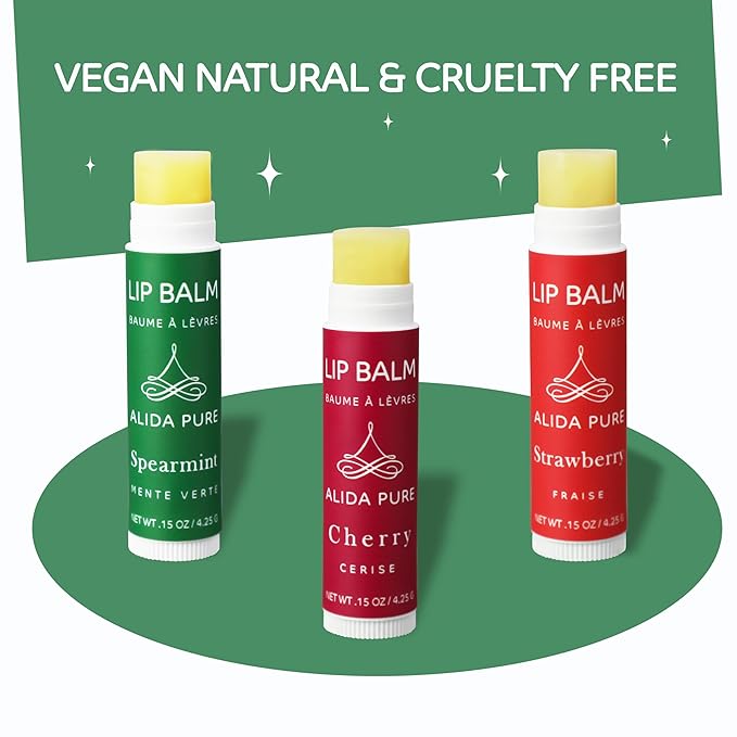 Berry Mint Lip Balm Collection, Vegan Set, Bees Wax Free, Coconut Oil Free, with Organic Jojoba and Avocado Oil, Vitamin E, Natural Moisturizer For Dry Cracked Lips, 3 Tube Set-Velvo Beauty