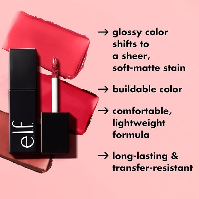 e.l.f. Glossy Lip Stain, Long-Lasting, Lightweight Lip Stain For A Sheer Pop Of Color & Subtle Gloss Finish, Vegan & Cruelty-Free, Rosa Rizzin'-Velvo Beauty
