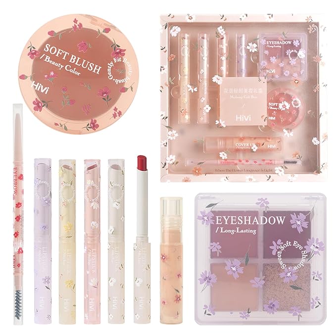 Makeup Kit for Girls, 8 Pieces Makeup Set, Include 4 Color Lipsticks and Eyeshadow, Eyebrow Pencil, Concealer, Blush Palette, Ideal Gift for Girls-Velvo Beauty