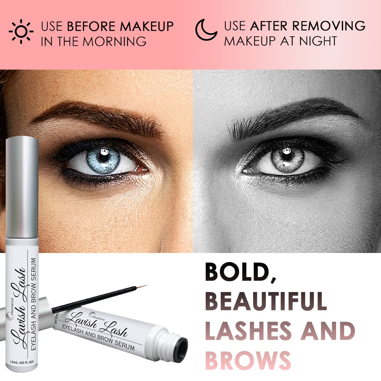 Hairgenics Lavish Lash – Eyelash Growth Enhancer & Brow Serum with Biotin & Natural Growth Peptides for Long, Thick Lashes and Eyebrows! Dermatologist Certified, Cruelty Free & Hypoallergenic.-Velvo Beauty