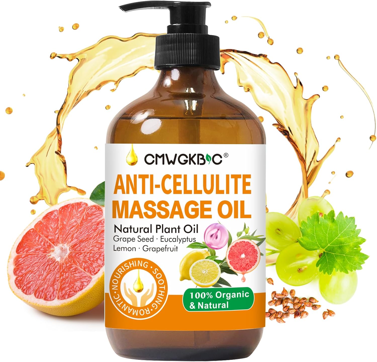 Anti Cellulite Oil Massage Oil for Massage Therapy,Body Oil for Skin Tightening & Cellulite Remover in Thighs and Butt,Cellulite Treatment Massage Oil,Assists with Firming,Toning & Moisturizes Skin-Velvo Beauty