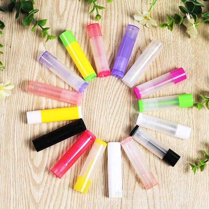 5ml 50 Pcs Empty Clear Lip Balm Tubes Containers with Twist Bottom and Multi Color Caps for Making Lip Balm,DIY Cosmetic Tubes-Velvo Beauty