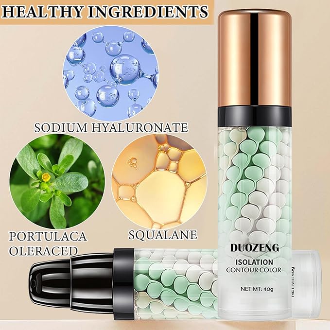 1 Pcs One Step Color Corrector,Natural Isolation Cream,Face Primer Makeup Tricolor Moisturizer,Oil Control & Moisturizing Skin Tone Correcting Primer Concealer Foundation Set B-Velvo Beauty