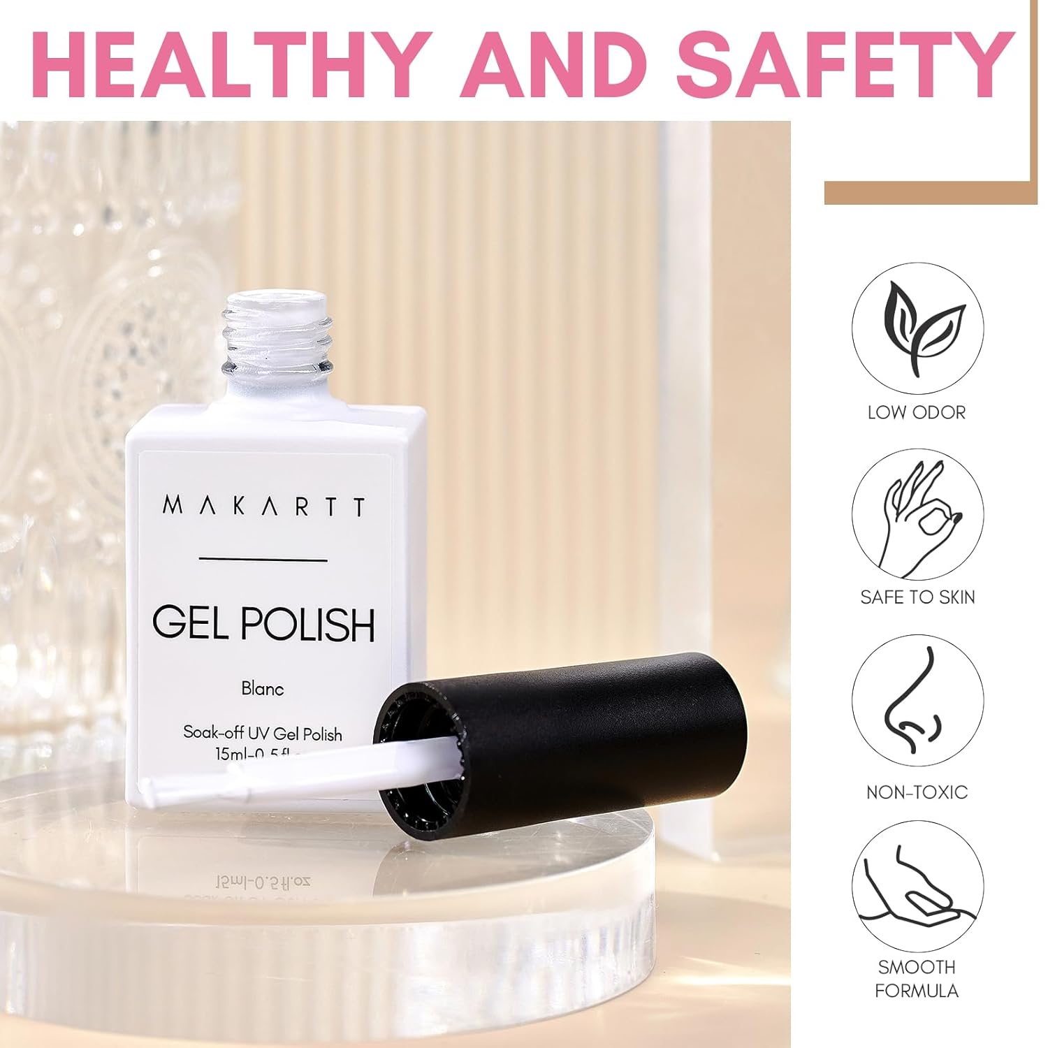 Makartt White Gel Nail Polish 15ml, Soak Off Blanc Gel for UV LED Light, DIY Nail Art, Manicure Designs, Salon & Home Use, Long Lasting and Easy Application-Velvo Beauty