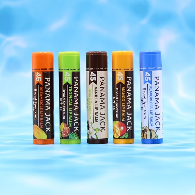 Panama Jack Sunscreen Lip Balm - SPF 45, Broad Spectrum UVA-UVB Sunscreen Protection, Prevents & Soothes Dry, Chapped Lips-Velvo Beauty