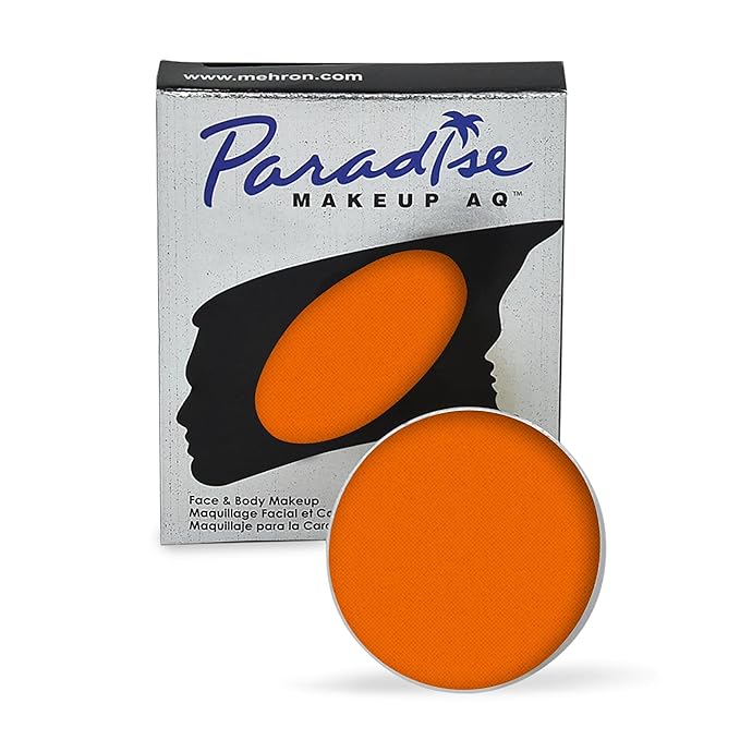 Mehron Makeup Paradise Makeup AQ Refill Size | Stage & Screen, Face & Body Painting, Beauty, Cosplay, and Halloween | Water Activated Face Paint, Body Paint, Cosplay Makeup .25 oz (7 ml) (Orange)-Velvo Beauty