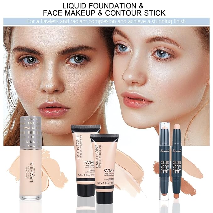 Makeup Kit Full Kit for Women Makeup Kit Full Kit for Teenagers Eyeshadow Palette Lip Gloss Foundation Mascara Eyeliner Cosmetic Brushes Cosmetic Bag etc. (20Middle)-Velvo Beauty