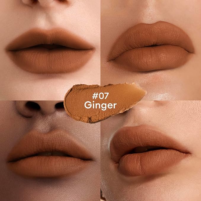 ITY Velvet Matte Finish Lip Stain-Mousse Textured Lip Clay, Red Shade, Conceals Lip Lines, Rich Pigment Lip Tint Lipsticks,0.14 oz (4g) in Berrylicious, Ginger.-Velvo Beauty