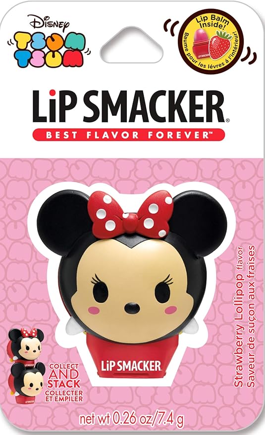 Lip Smacker Disney Minnie Mouse Tsum Tsum Flavored Lip Balm, Minnie Strawberry Lollipop, Clear, For Kids-Velvo Beauty