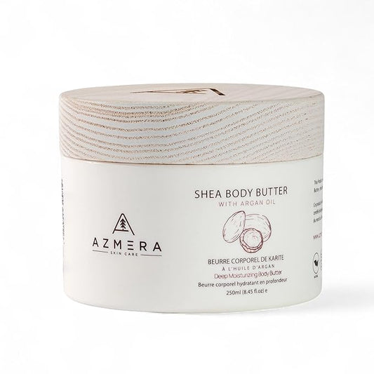 AZMERA Handcrafted Whipped Shea Body Butter – Unscented Moisturizer for Dry, Sensitive Skin with Argan Oil & Vitamin E – Vegan, Non-Greasy Whipped Body Butter for Women & Men – 8.82 oz-Velvo Beauty