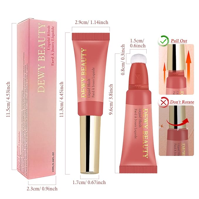 Liquid Blush Makeup Wand, Cream Liquid Blush with Cushion Applicator For Cheeks Tint, Natural-looking, Glow Dewy Finish, Weightless Blendable Liquid Blush Stick | #106 ELEGANT-Soft Pink-Velvo Beauty