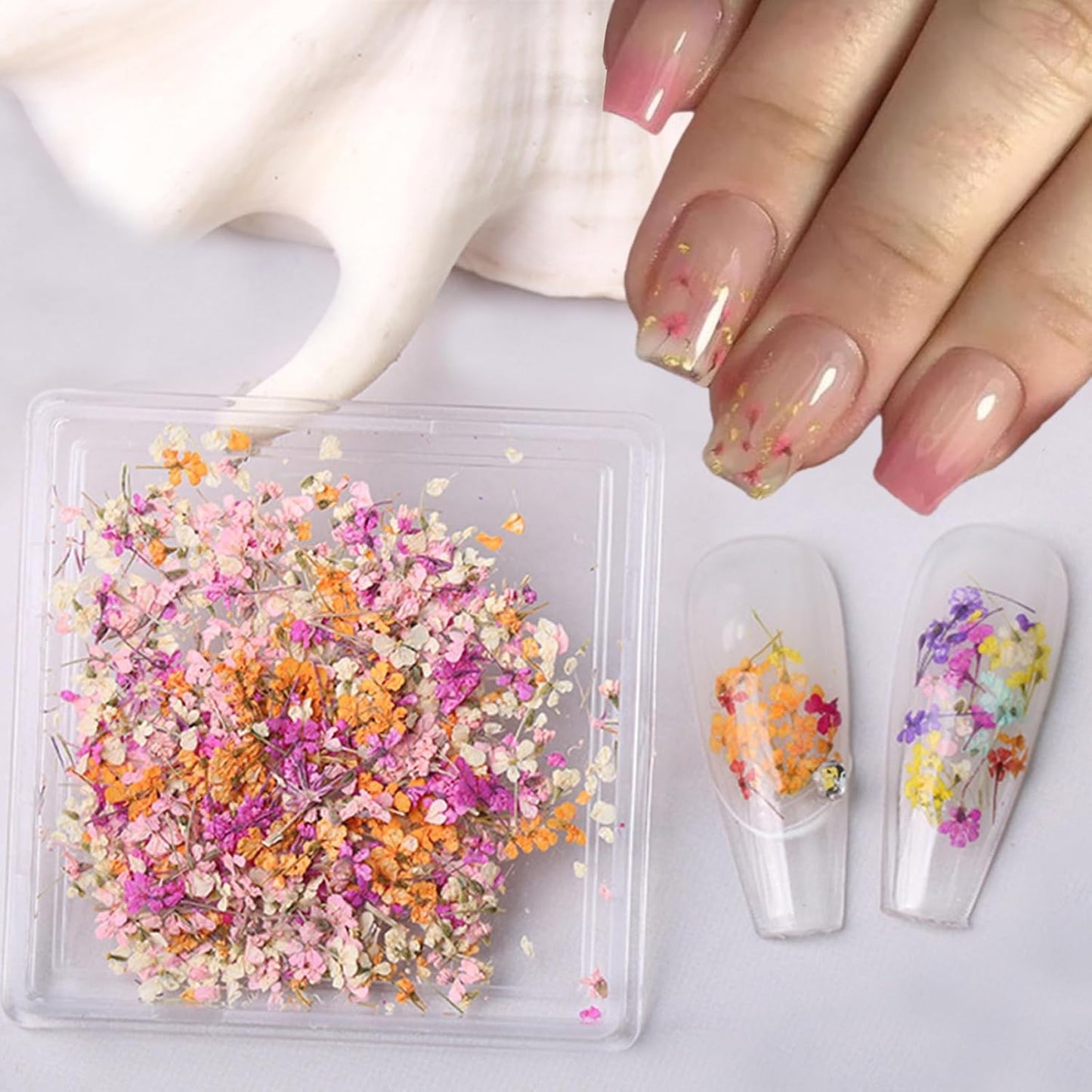 1 Boxes Dried Flowers for Nail Art,Colorful Dry Flowers Mini Real Natural Flowers Nail Stickers DIY Mini Mix Flower Petals Nail Art Supplies for Summer Acrylic Nails Design Manicure Accessories-Velvo Beauty