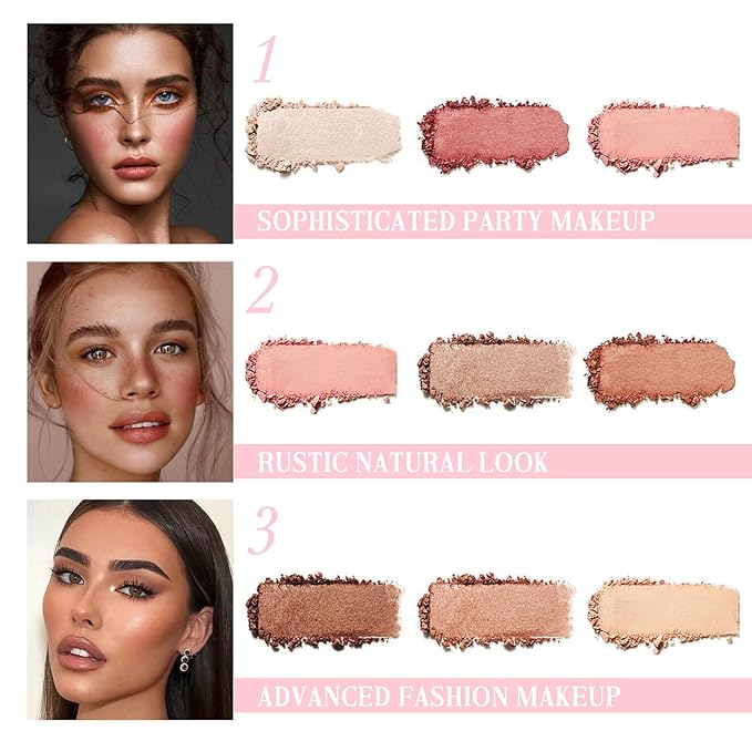 Coosa Blush Palette, Highlighter Contour Makeup Palette, Blush for Cheeks, All-In-One Bronzer Bright Shimmer Cosmetics Sets for Eyes, Lips & Cheeks-Velvo Beauty