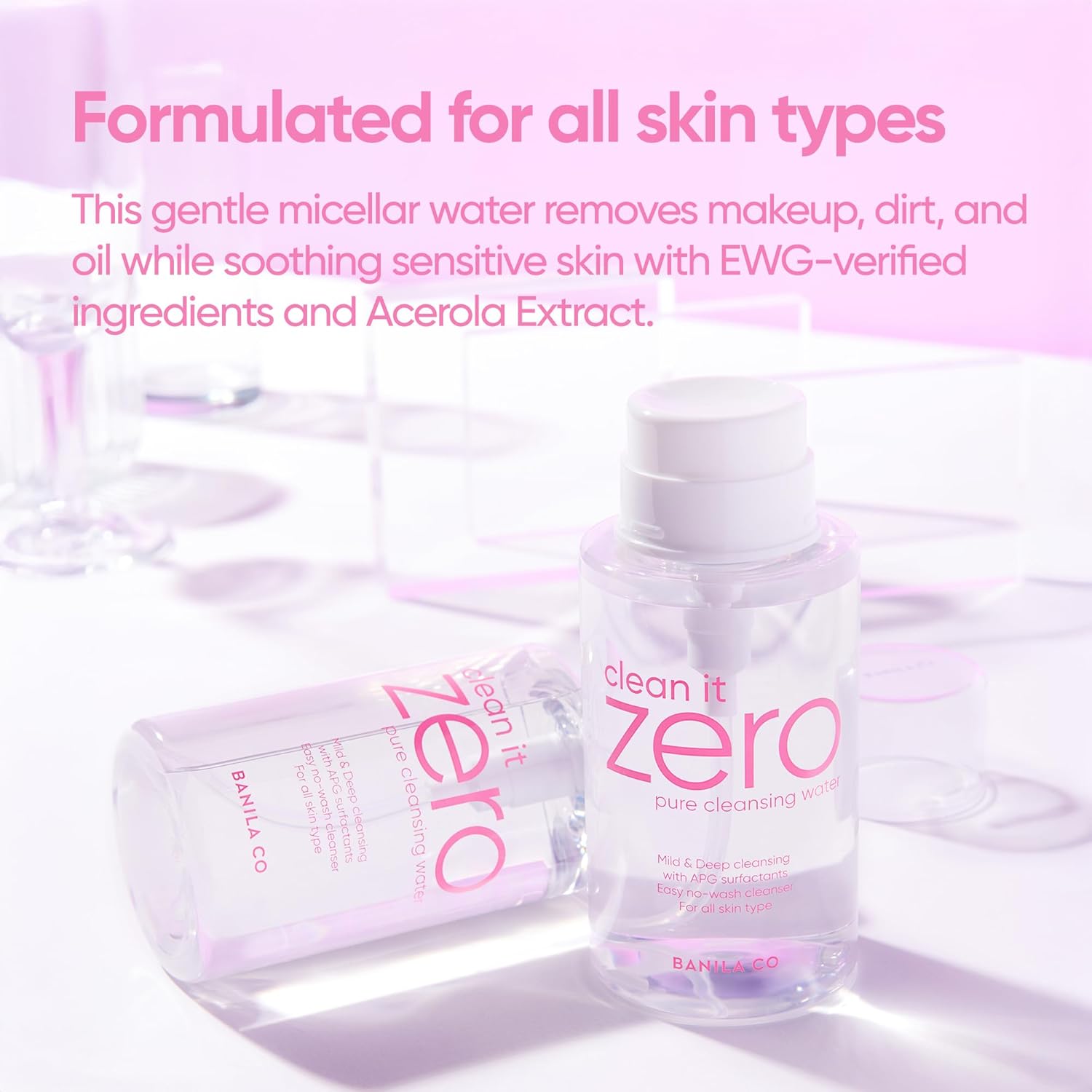BANILA CO Clean It Zero Pure Cleansing Water | Gentle Cleanser for Sensitive Skin | Micellar Water Makeup Remover No Rinse & Oil Free (310ml / 10.48 fl.oz)-Velvo Beauty