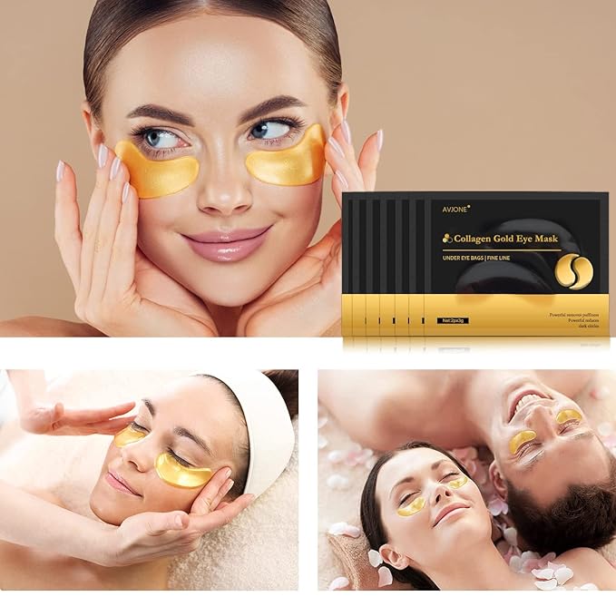 AVJONE 24K Gold Eye Mask - Puffy Eyes and Dark Circles Treatments – Relieve Pressure and Reduce Wrinkles, Revitalize and Refresh Your Skin -16 Pairs-Velvo Beauty