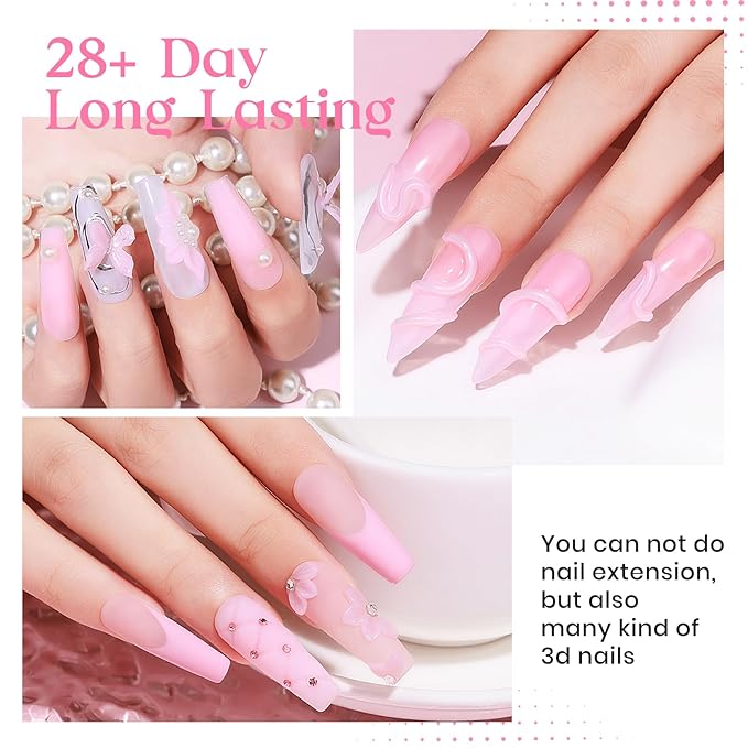 MIZHSE Solid Nail Builder Gel, 2.1 oz 60g Pink Builder Gels for Nails Non-Sticky Solid Builder Extensions Hard Gel with 24pcs Dual Forms and Silicone Pen 3D Art Manicure Set-Velvo Beauty