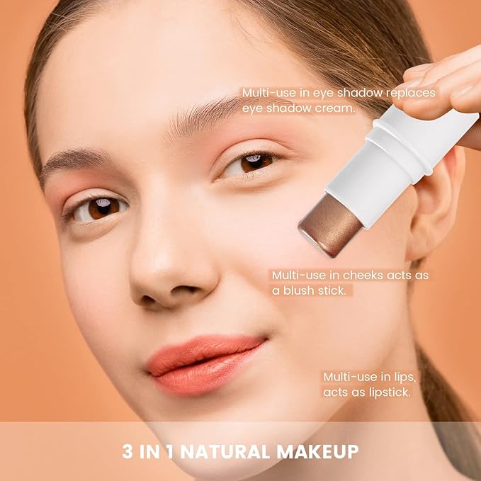 Cream Blush Stick for Cheek and Lip Tint, Multi Use as Highlighter Makeup and Blush Stick for Older Women & Mature Skin(#3 Brighten)-Velvo Beauty