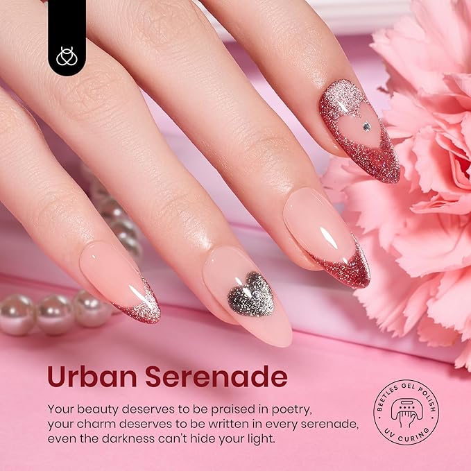 Beetles Cat Eye Gel Nail Polish Set 6 Colors Glitter Red Purple Blue Nail Polish with Magnet Spring Gel Polish Soak Off U V Led Gifts for Women Girls Salon DIY Home-Velvo Beauty