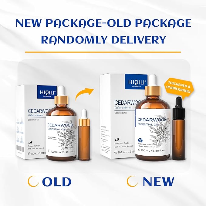 HIQILI Cedarwood Essential Oil (3.38 Fl Oz), 100% Natural Therapeutic Grade, Premium Glass Dropper, for Hair & Skin Care, Soap Making, Add to Diffusers, Sprays-Velvo Beauty