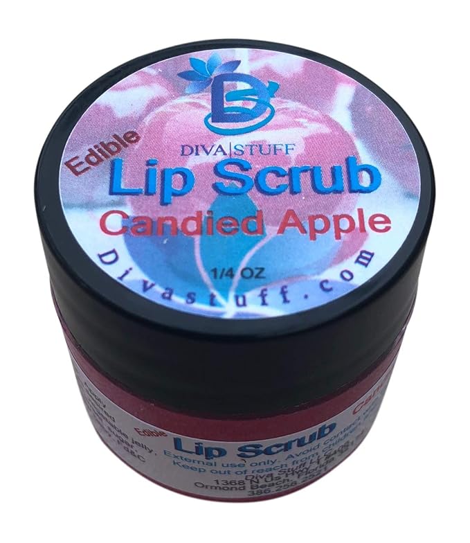 Diva Stuff Ultra Hydrating Lip Scrub for Soft Lips, Gentle Exfoliation, Moisturizer & Conditioner, Candied Apple – ¼ oz (Made in the USA)-Velvo Beauty