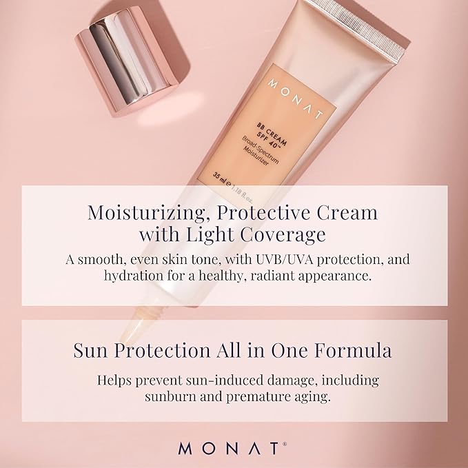 Monat BB Cream SPF 40 - Nude Broad-Spectrum Moisturizer, Lightweight Tinted Coverage, Fragrance-Free, 35ml/1.18 fl. oz.-Velvo Beauty