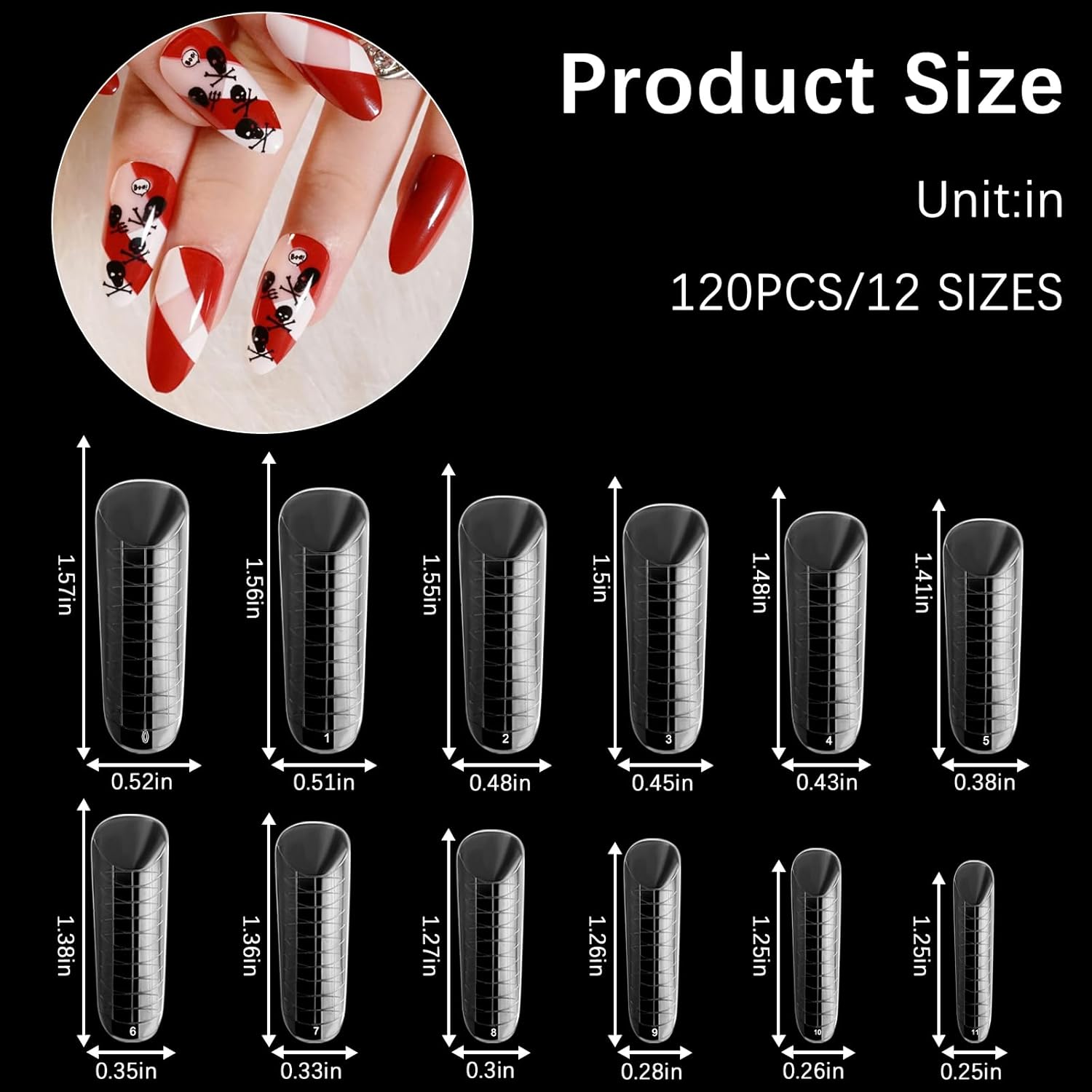120 Pcs Poly Extension Gel Dual Nail Forms Nail Molds With Scale Builder Coffin Nail for Gel Manicure Nail Art Design Salon DIY at Home (Long Dual Nail Forms Set)-Velvo Beauty