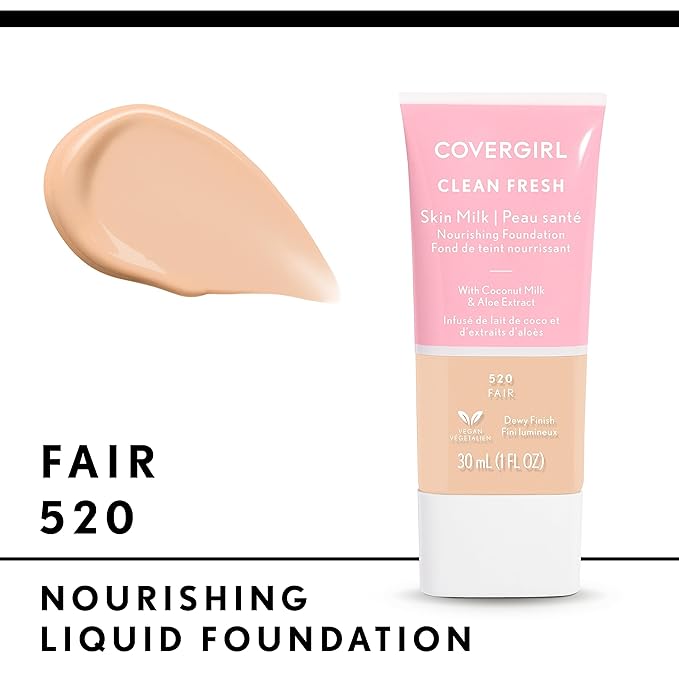 COVERGIRL Clean Fresh Skin Milk Foundation, Fair, 1 Fl Oz (Pack of 1) (packaging may vary)-Velvo Beauty