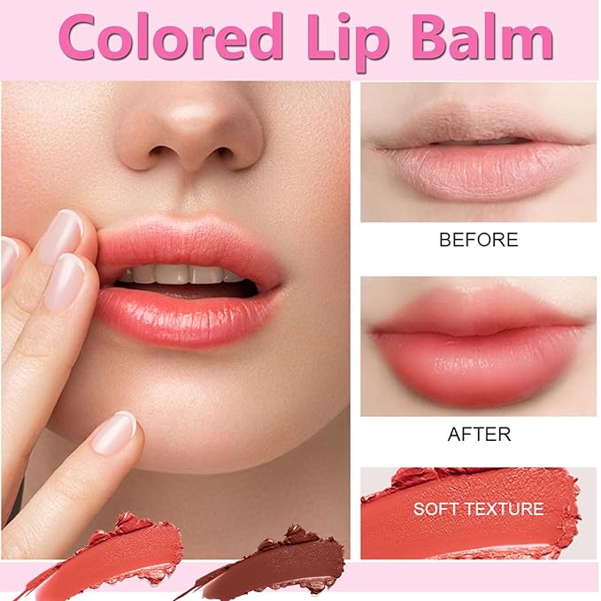 Tinted Lip Balm, Hydrating Colored Lip Balm , Moisturizing Lipstick for Women, Color Lip Plumper Balm,Lip Brightening for Dark Lips, Lip Tinted Moisturizer, Lip Moisturizer for Very Dry Lips, Reduce Lip Wrinkles, 4.8G/0.17Oz-Velvo Beauty