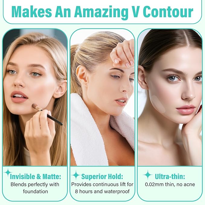 Face Lift Tape Invisible, Facelift Tape for Face, Neck Strips Lift Turkey Neck, Skin Lifting Tapes V Edge Patches for Wrinkle, Jowl, Eye, Double Chin, Loose Sagging Skin (1 Count (Pack of 200))-Velvo Beauty