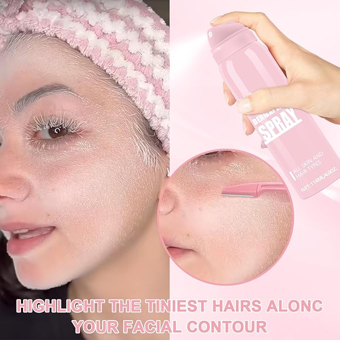 1PC Hair Identifier Spray for Face Shaving Dermaplaning Tool Skin Body for Women with 4 Face Razor for Skin Shaver Hair Removal Kit Suitable for all Skin Types-Velvo Beauty